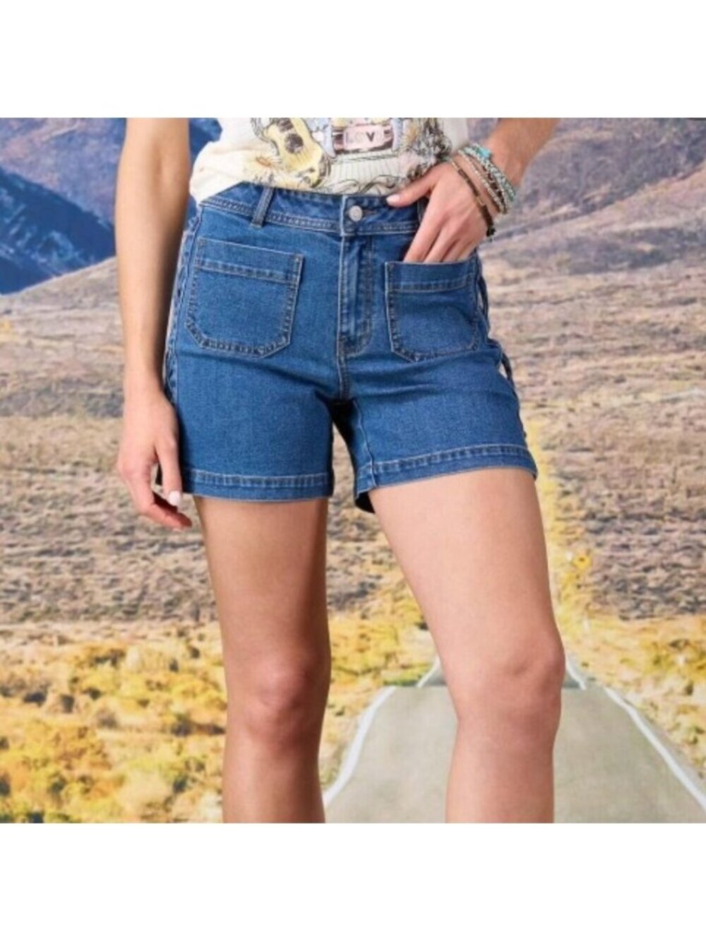 Cato Lace Up Denim Shorts - 12